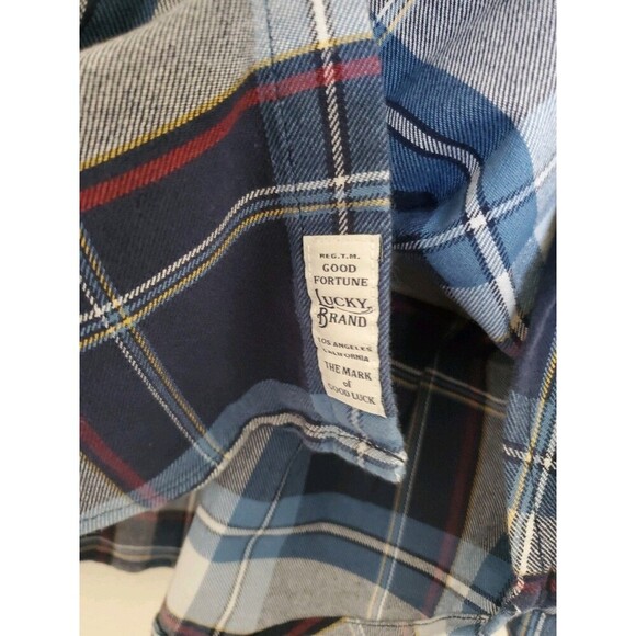 Lucky Brand Saturday Stretch Long Sleeve Western Shirt Mens XL Pearl Snap Button - Picture 9 of 16